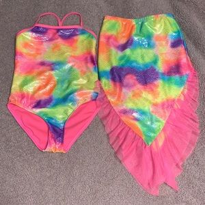 Wonder nation girls one piece swimsuit with skirt size S 6/6X